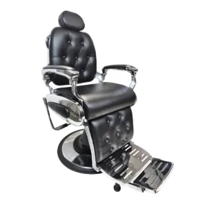 Luxury Royal Victor Barber Chair with Lumbar Support and Leg Rest – Black
